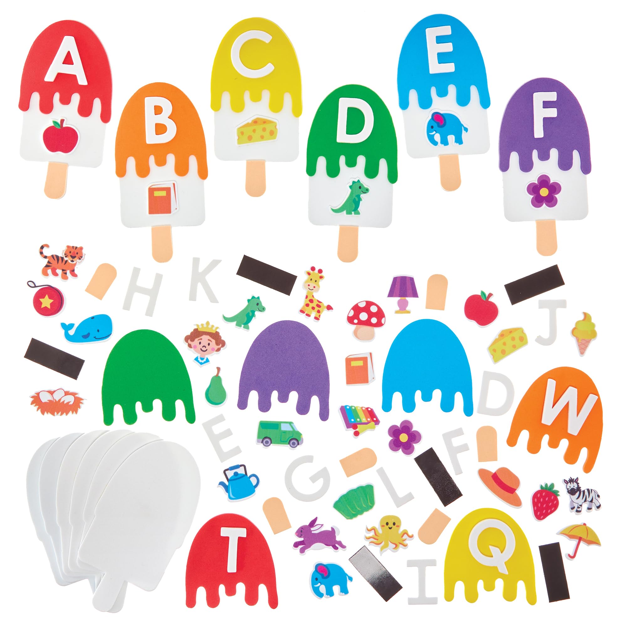 Baker Ross FN107 ABC Lollies Mix & Match Magnet Kits - Pack of 26, Educational Arts and Crafts Kits, Learning Resources