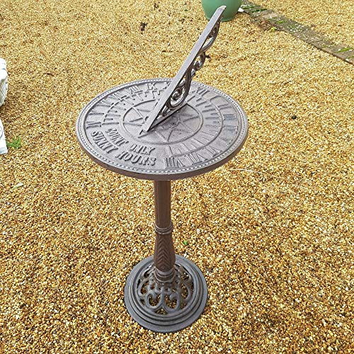 garden ornaments and accessories Cast Iron Free Standing Sunny Hours Sundial - Rustic