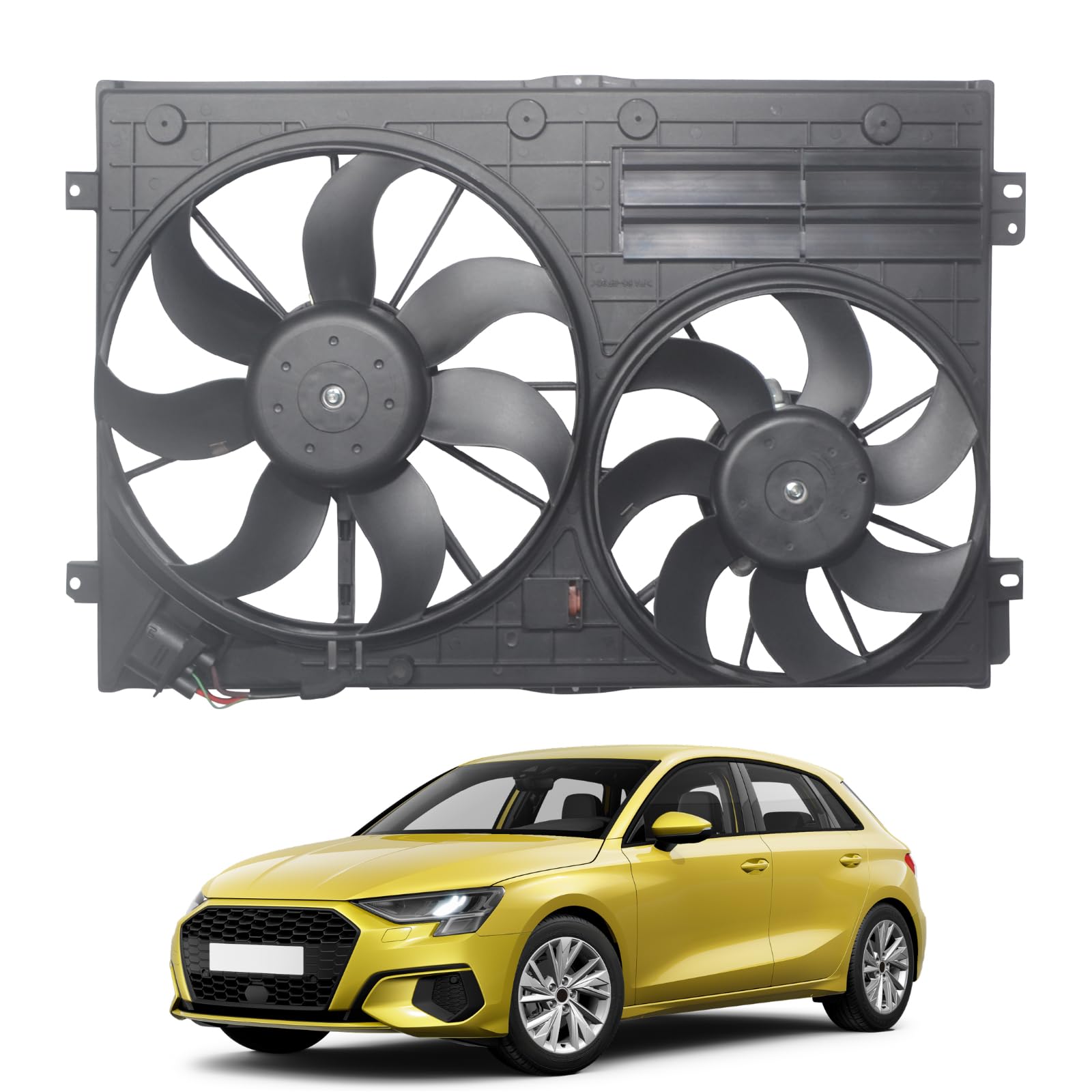 LZWELL Engine Radiator High Perforce Cooling Fan Assembly Compatible with 2005-2016 Jetta 2006-2014 GTI, 2006-2010/2012-2018 Passat, 2012-2019 Beetle
