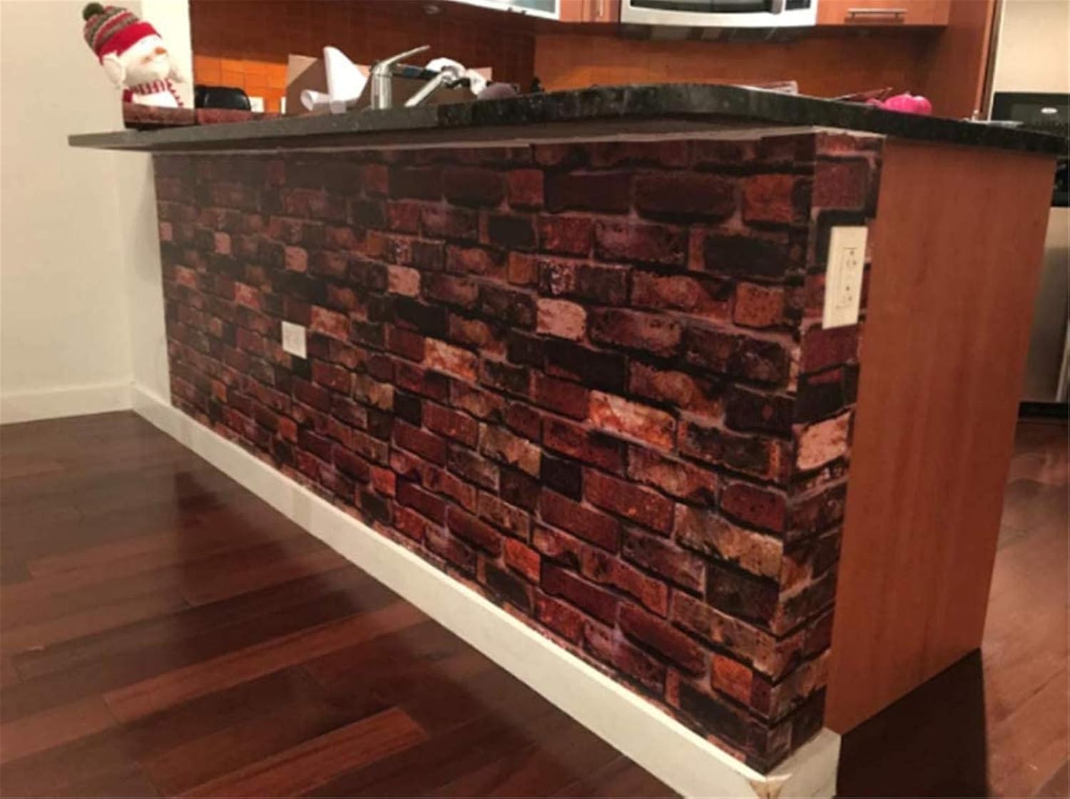 Yancorp 18" x 120" Brick Wallpaper Rust Red Peel and Stick Wallpaper Self Adhesive Fireplace Backdrop Kitchen Backsplash Wall Decor Stick on Wallpaper