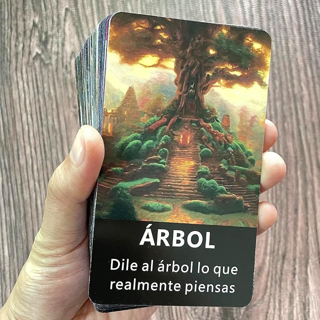 Foto 2 de 8 de GZHBAE Cartas de oráculo de árbol espiritual, baraja de oráculo en español con arte de árbol místico