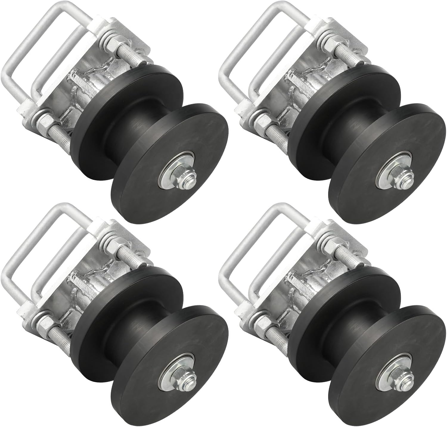 4 Pack Nylon Cantilever Rollers 2" Gate Frames, 4" Square Post Chain Link Fence Parts, Cantilevered Rail Fence Gate Kit