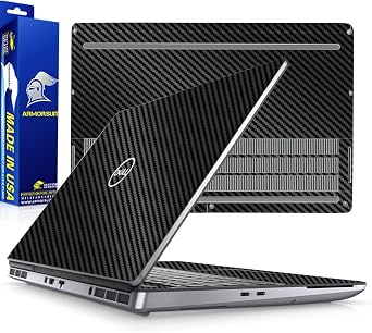 ArmorSuit MilitaryShield Black Carbon Fiber Skin Vinyl Wrap for Dell Precision 7550/7560 [2020-2021] 15 Inch