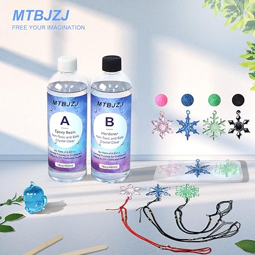 Miniatura 7 de MTBJZJ Resina epoxi, kit de resina epoxi transparente de 32 onzas para principiantes, no amarillea y sin burbujas, autonivelante para mesas de río,