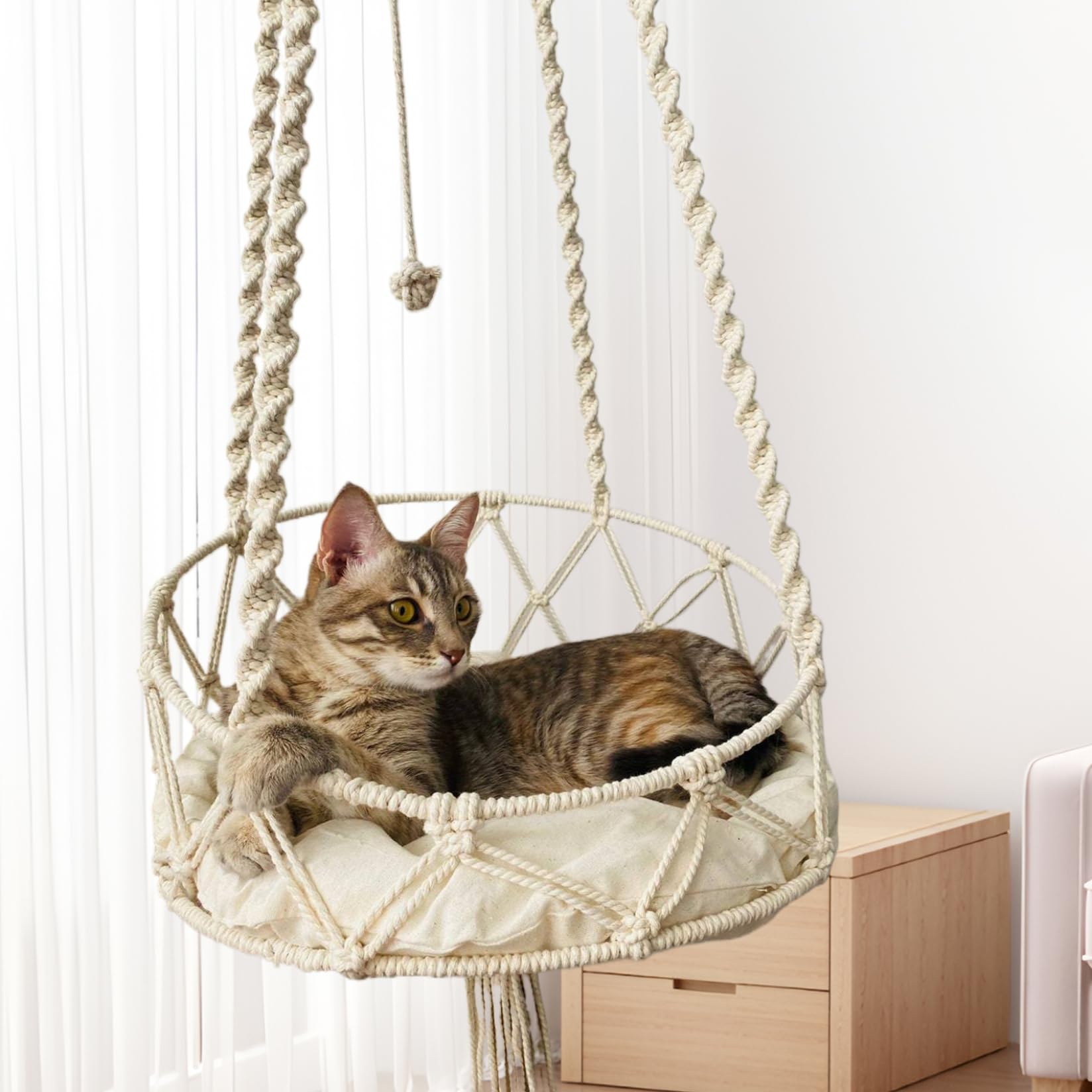 Hamac de chat suspendu pour libérer l'espace au sol et occuper les chats qui s'ennuient