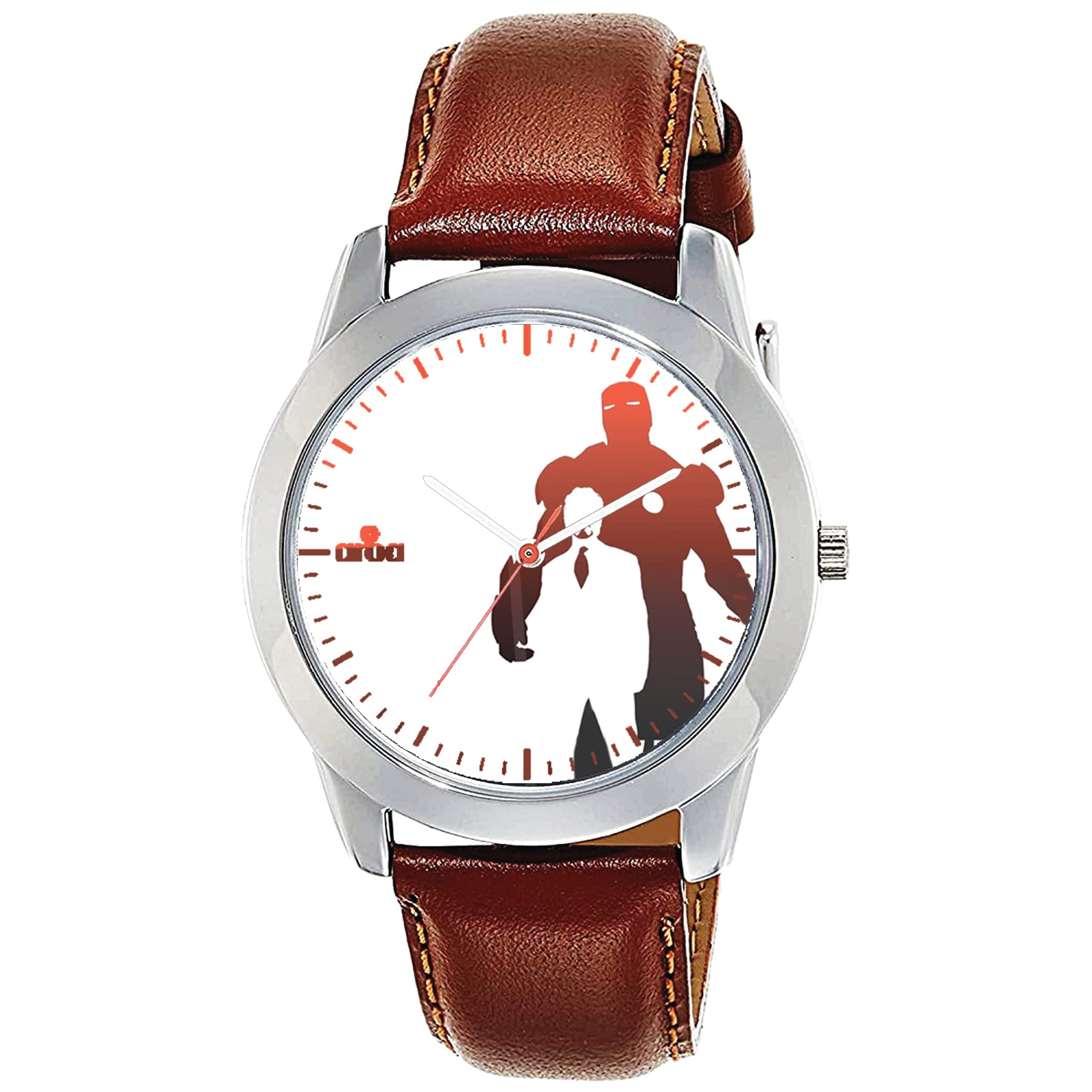 AROA Watch New Watch for The Invincible Iron Man Black Metal Type Analog Brown Strap Watch White Dial for Men Stylish Watch for Boys (B0C2HKF46M) Amazon Price History, Amazon Price Tracker