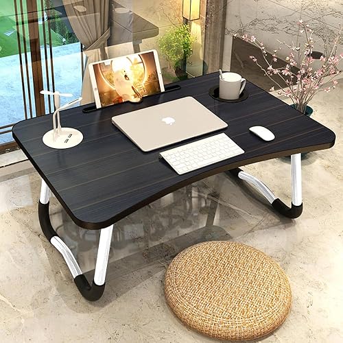 Miniatura 5 de Elekin Escritorio plegable para laptop, escritorio portátil para laptop, mesa de trabajo, mesa de trabajo, bandeja de cama con 4 puertos USBsoporte