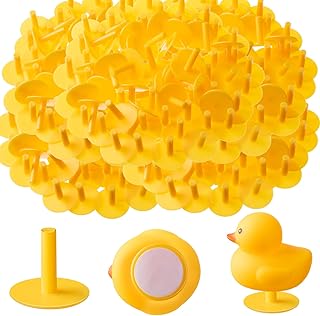 75 Pcs Duck Plug Rubber Duck Mount Fixed Display Flock Locker Rubber Duck Holder Ducks Display Mount with Double Sided Stickers for Dash, Excluding Rubber Duck (Yellow)