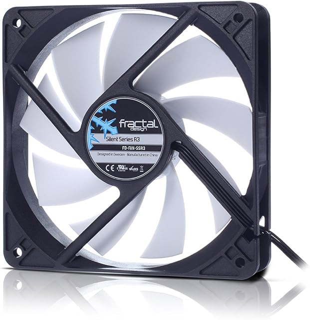 Fractal Design Silent Series R3 White - Silent computer fan - Optimized for quiet operation - 50 mm - Rotational speed 3500 RPM - Black ribbon cable - Rifle bearings - 12v - Black/White (Single)