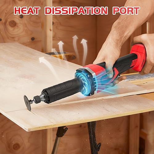 Miniatura 6 de Amoladoras inalámbricas, motor sin escobillas de hasta 25000 RPM, pinza de 1/4 pulgadas para pulido, corte, eliminación de óxido, desbarbado