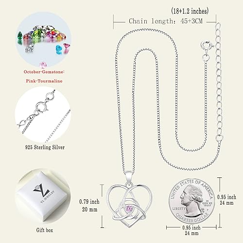 Miniatura 6 de YL Collar de nudo celta de plata de ley 925 con colgante de corazón infinito piedras natales Trinity Love Knot Jewelry