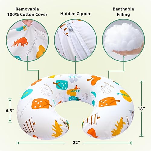 Miniatura 3 de Almohada de lactancia, almohadas de lactancia materna para mujer, funda de algodón extraíble con relleno firme transpirable, almohada de