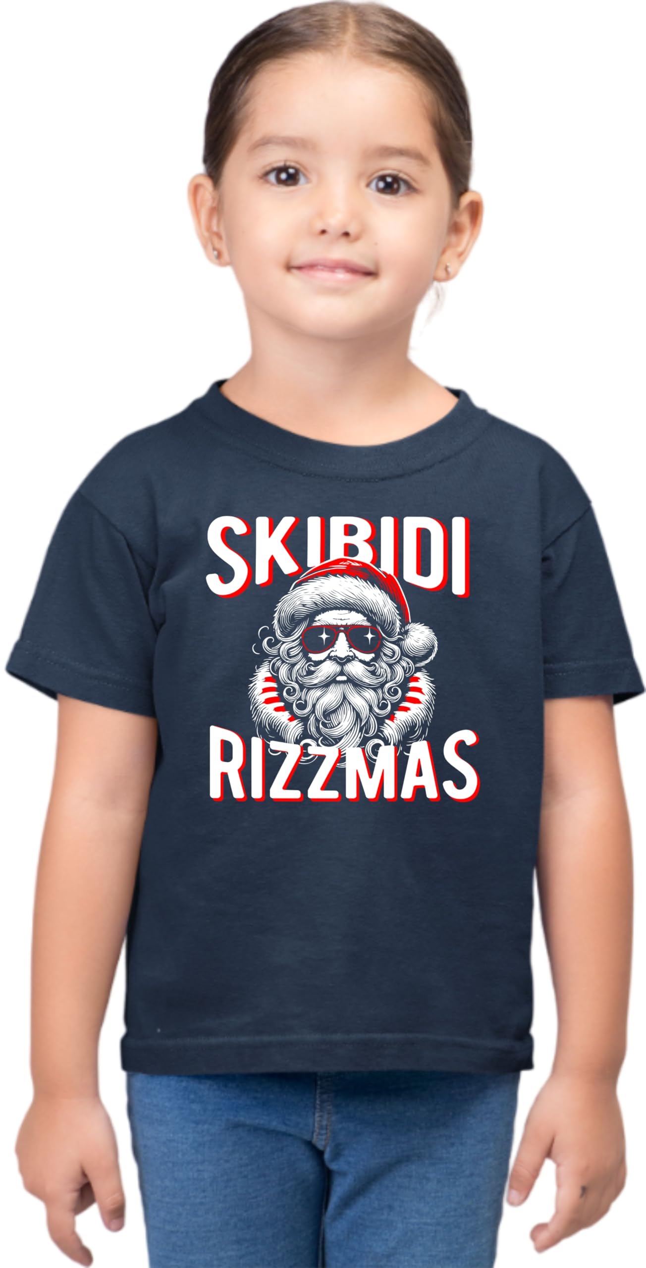 5T Navy Toddler Skibidi Rizzmas Cool Santa Funny Christmas Toddler T-Shirt
