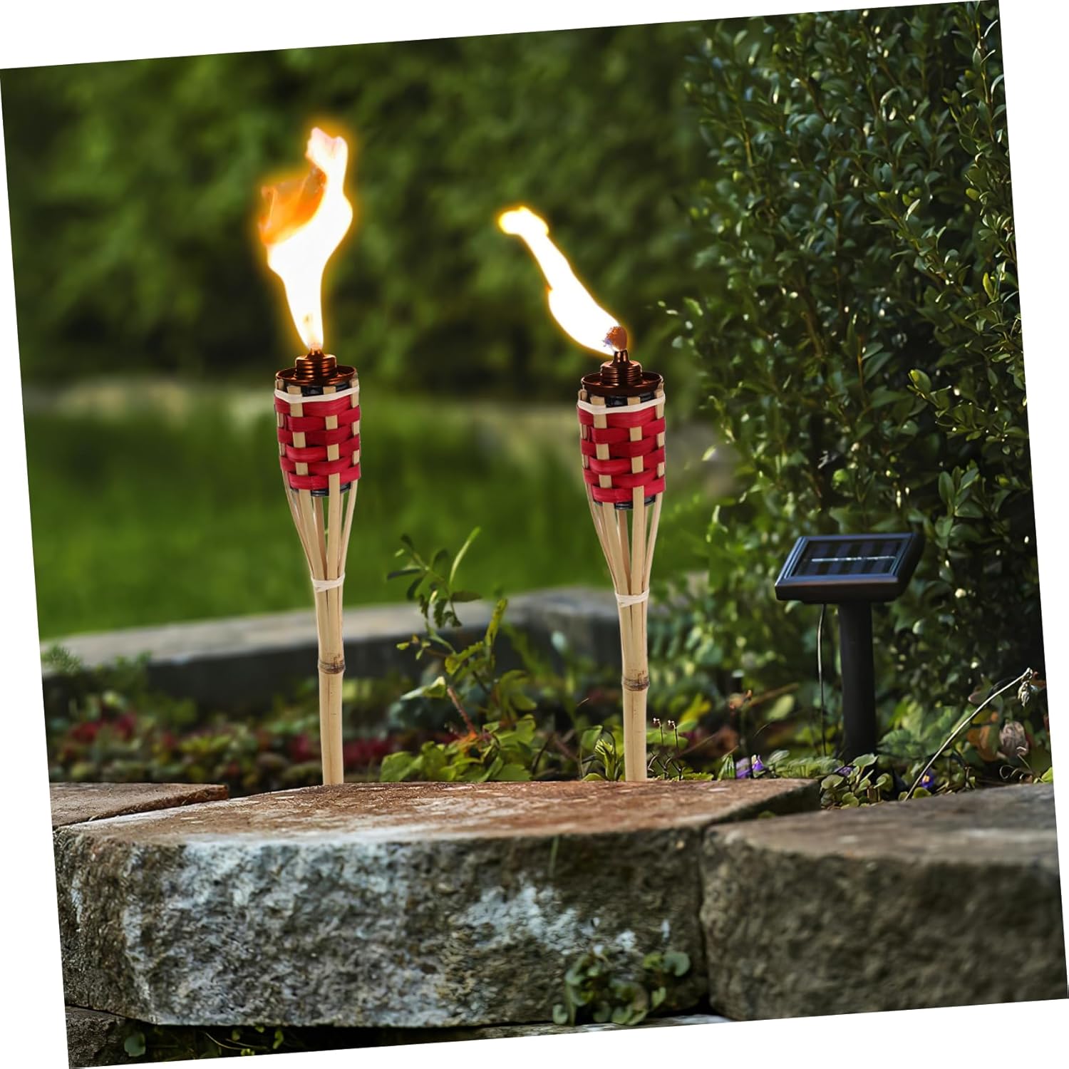 Cabilock 4pcs Torch Outdoor Woven Fire Lamp for Garden Decoration Lightweight and Refillable Oil Torch for Festivals and Parties