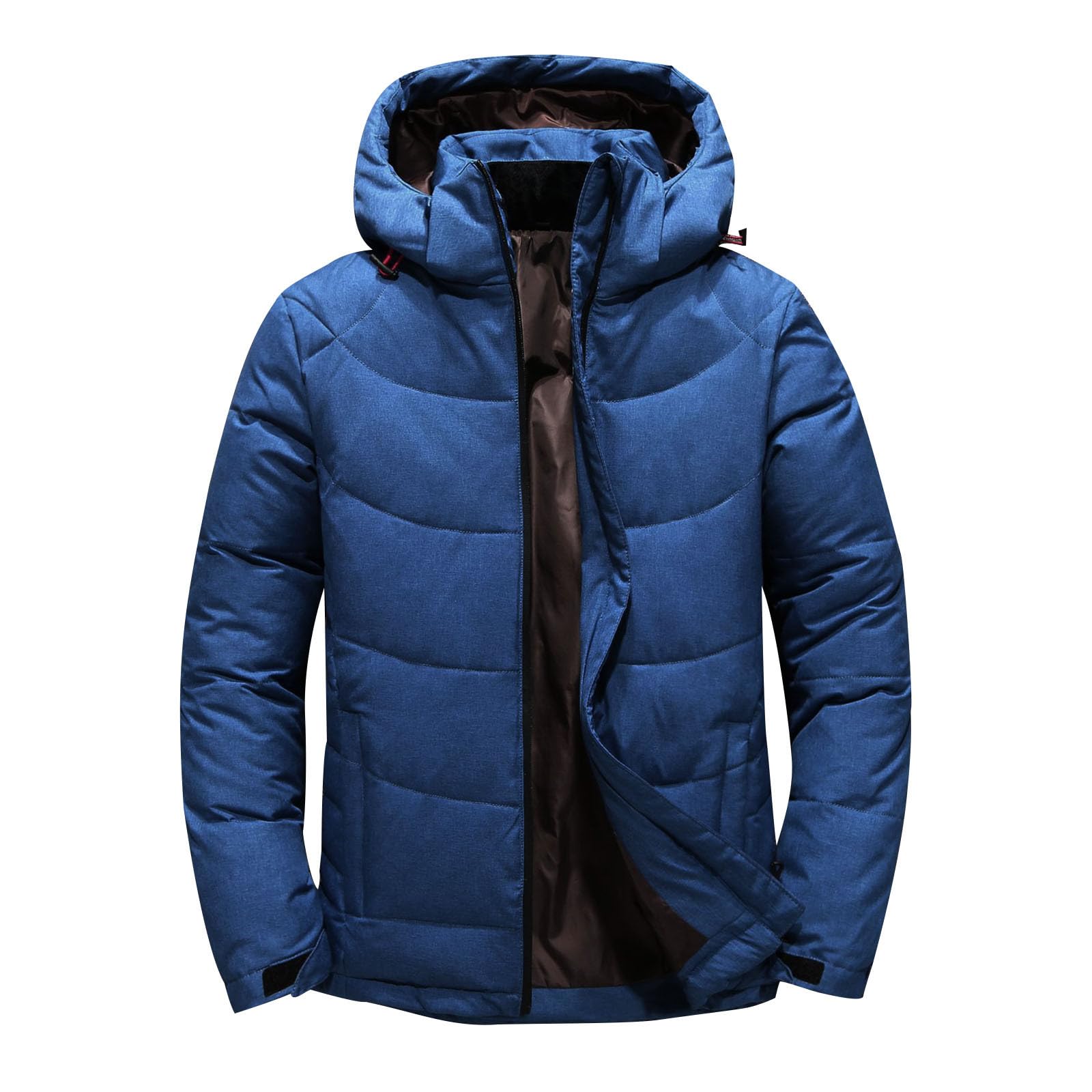 Mens Winter Coat Heavyweight Long Sleeve Hooded Jacket Full Zip Puffer Down Hoodies Winter Warm Thick Outerwear