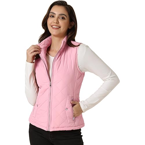 Allegra K Women's Puffer Vest Stand Collar Lightweight Gilet Quilted Zip Vest