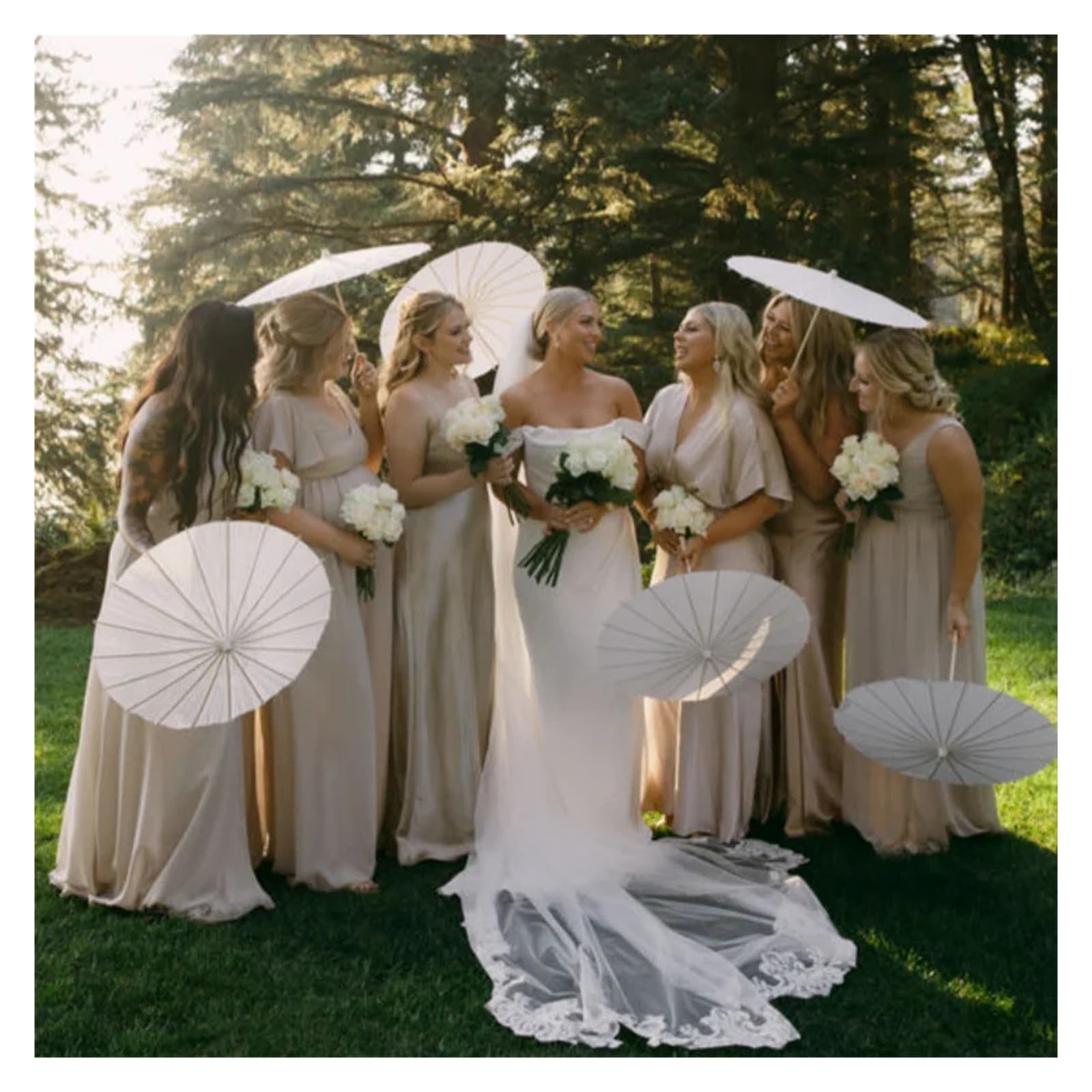 Paraguas De Papels para Boda White Paper Parasol For Wedding