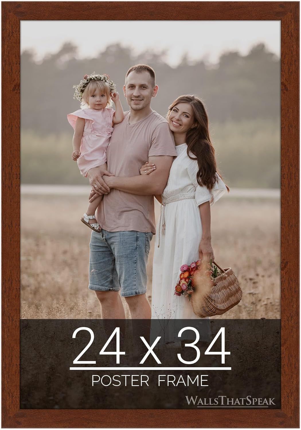 Wallsthatspeak 24x34 Dark Walnut Rustic Pine Picture Frame