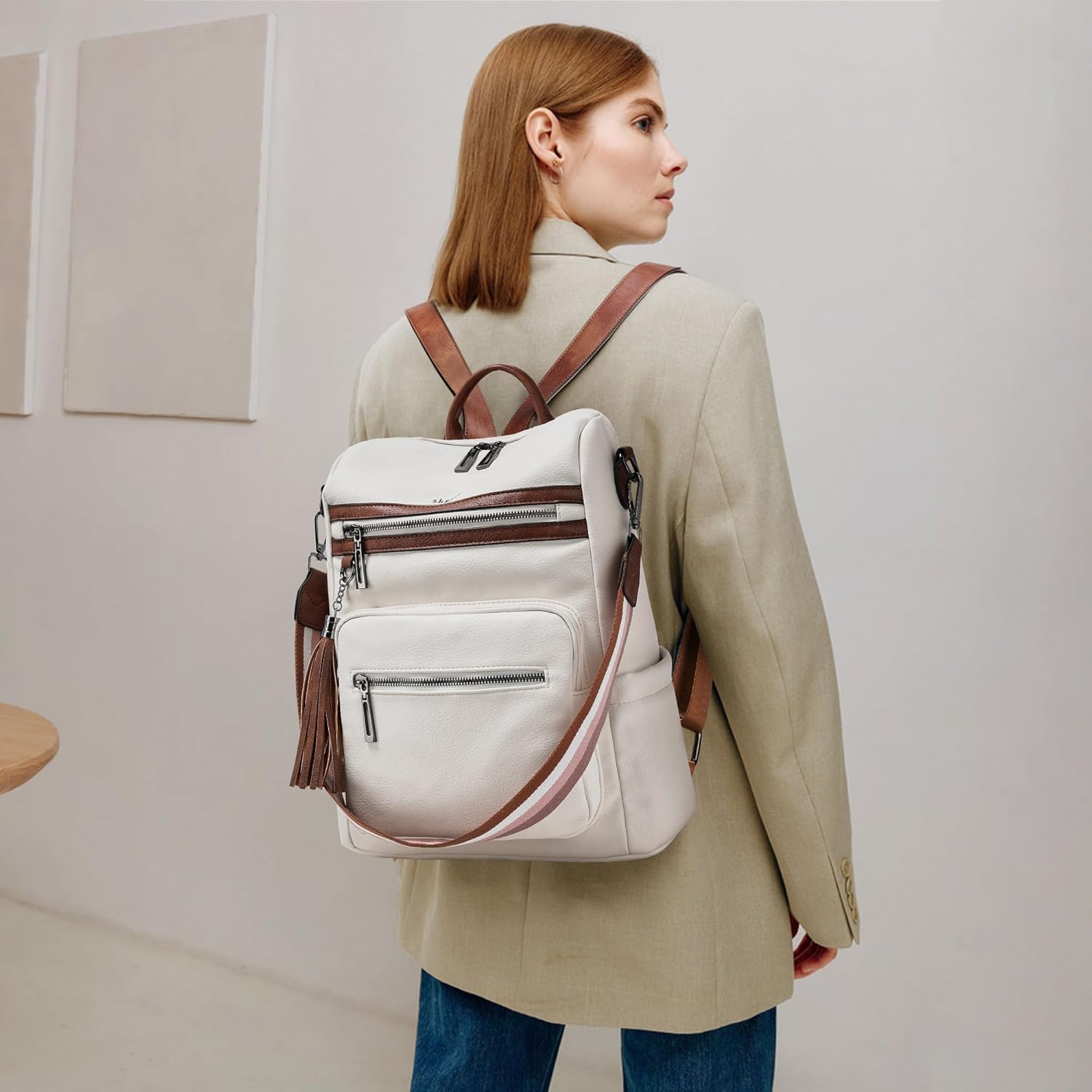 Shrrie Backpack Purse for Women Leather Backpack Fashion Designer Travel Backpack Convertible Shoulder Bag for College Work - Image 6