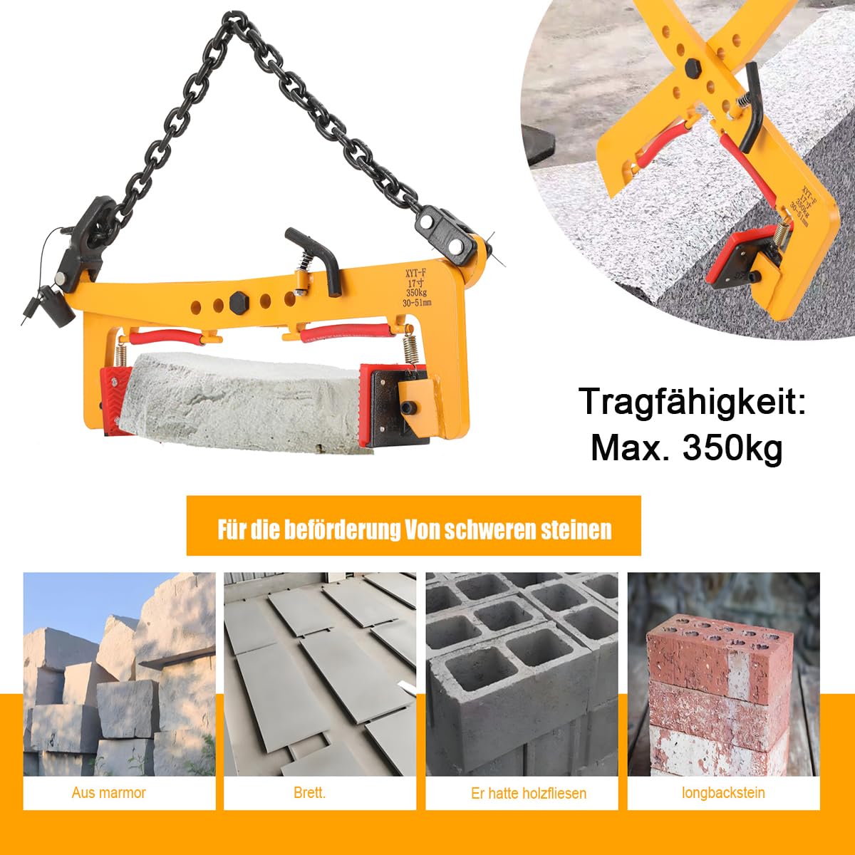 Bordsteinzange Steinzange 350kg Versetzzange 30-51cm Verstellbar