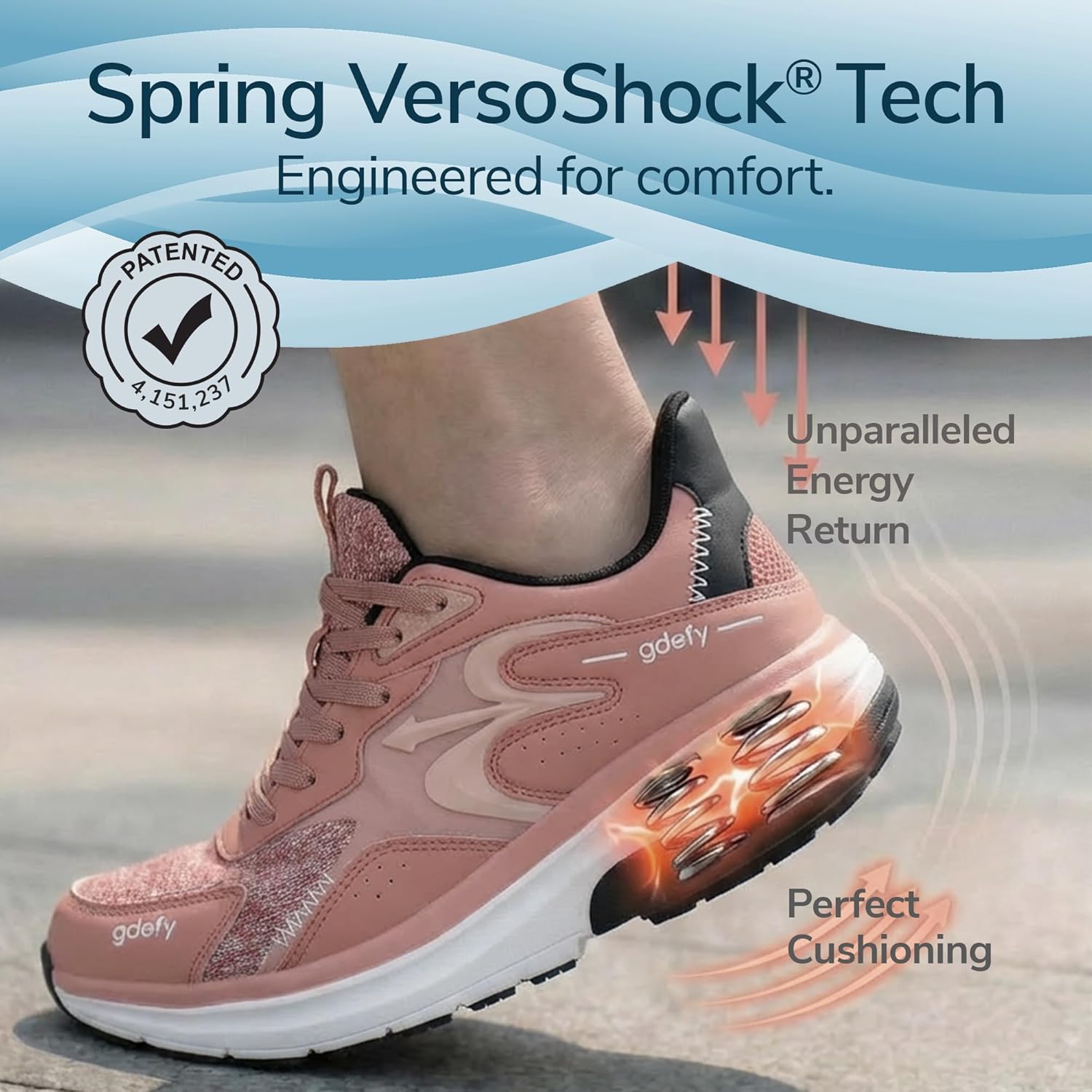 G-DEFY Energiya Women’s Cross Trainer Shoe | Heel Support | VersoShock Technology for Pain Associated with Prolonged Standing or Walking | Arch Support | Diabetic Shoes | Wide Shoes | Free Orthotic - Image 2