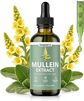 Mullein Drops for Lungs with Chlorophyll, Mullein Leaf Extract Liquid Drops, Chlorophyll Liquid Drops Supplement, Herbal Respiratory & Lung Health Support, 4 Fl Oz