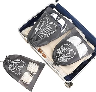 شنطة احذية للسفر - مساحة تخزين كبيرة متعددة الوظائف للأحذية ومستلزمات المكياج والاغراض الشخصية مع نافذة شفافة ومقبض متين. (3)