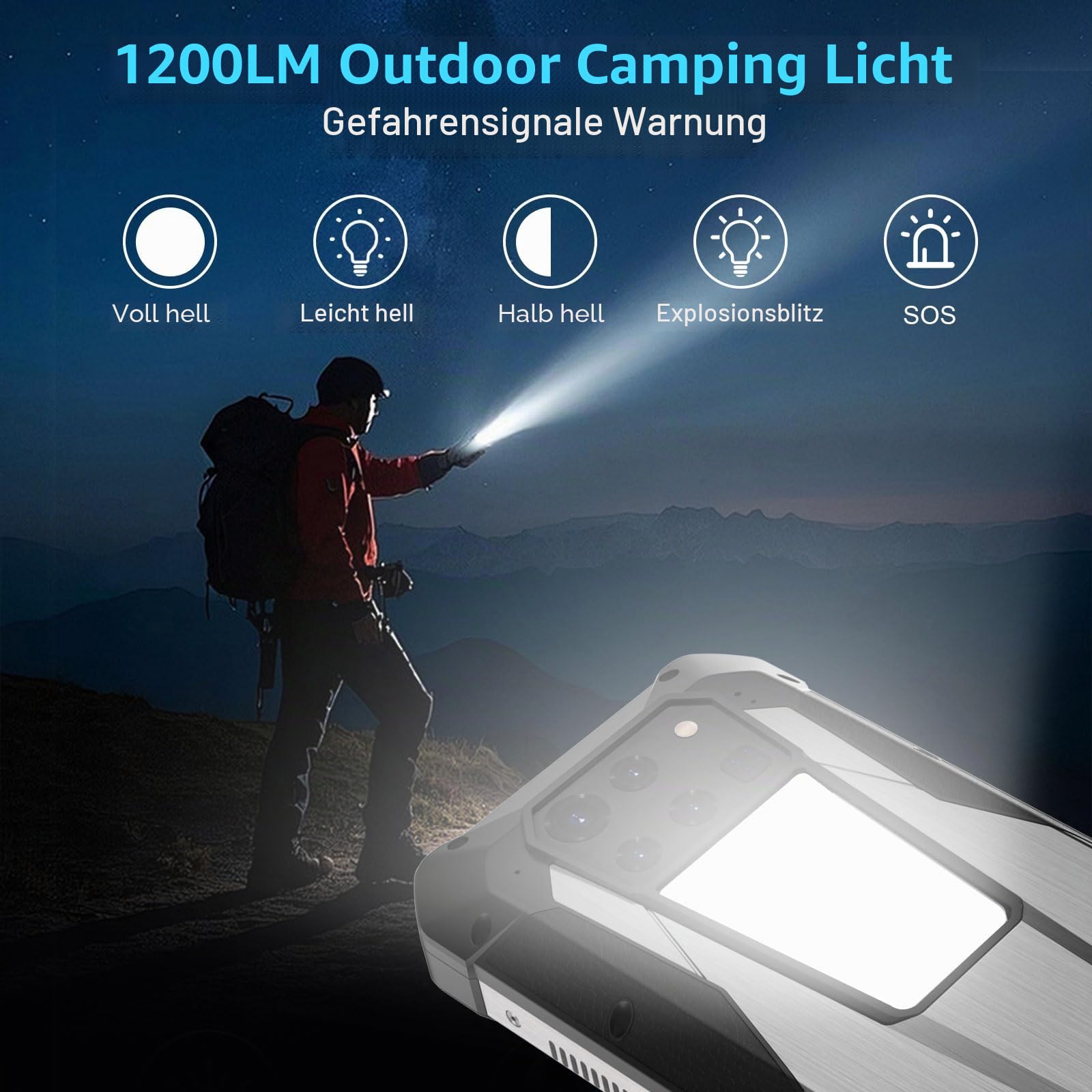 8849 Tank 3 Pro 5G Outdoor-Smartphone AI | IP68 | Integrierter Projektor | 6,79" FHD+ Display | 23800 mAh | 120W | 32 GB + 512 GB | Campinglampe | OTG | NFC | 50 MP + 200 MP | Robustes Handy