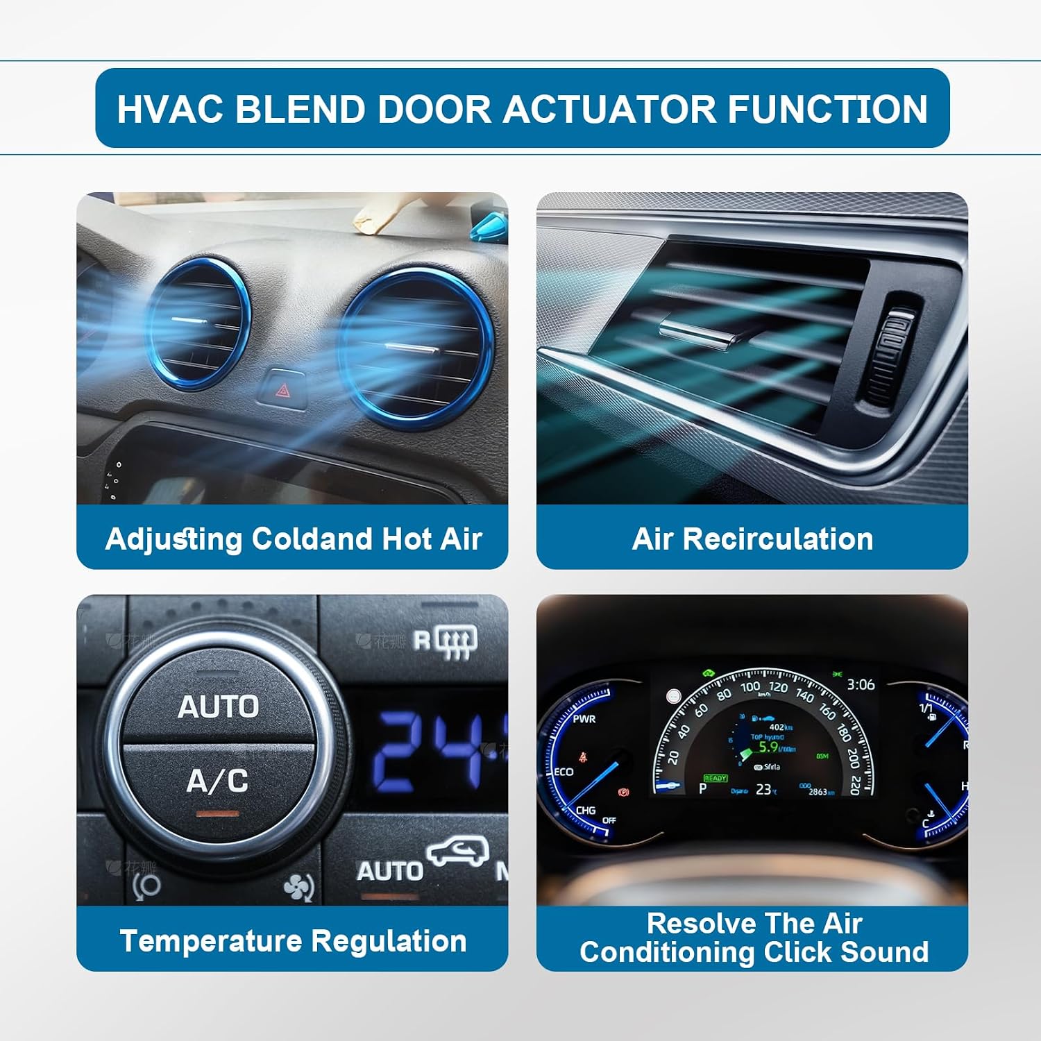 063700-7321 Climate Control Flap Actuator Fit for Mitsubishi Grandis 2004-2012 AC Heater Blend Door Flap Actuator Replacement 0637007321 7-Pin