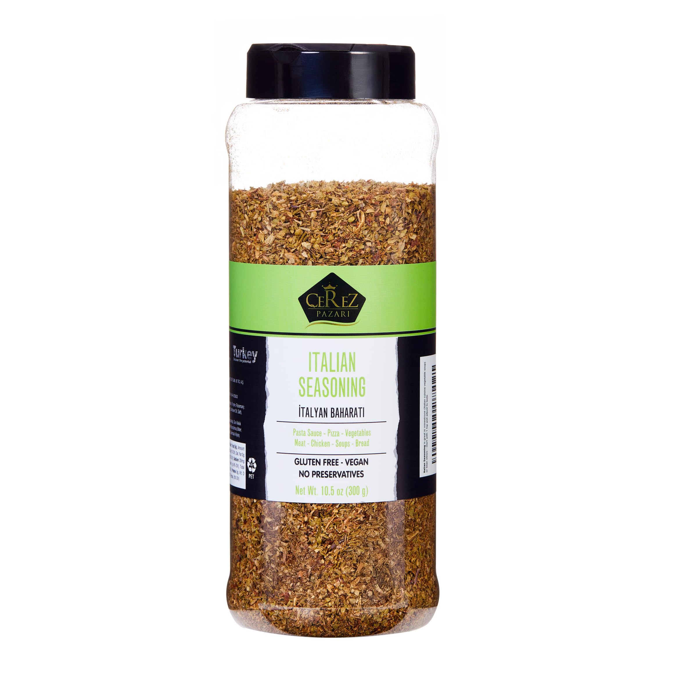 Cerez Pazari Italian Seasoning 10.5 oz – Classic Herb Blend with Oregano, Olive Leaf, Rosemary, Thyme & Marjoram – Non-GMO, No Salt, No Additives –