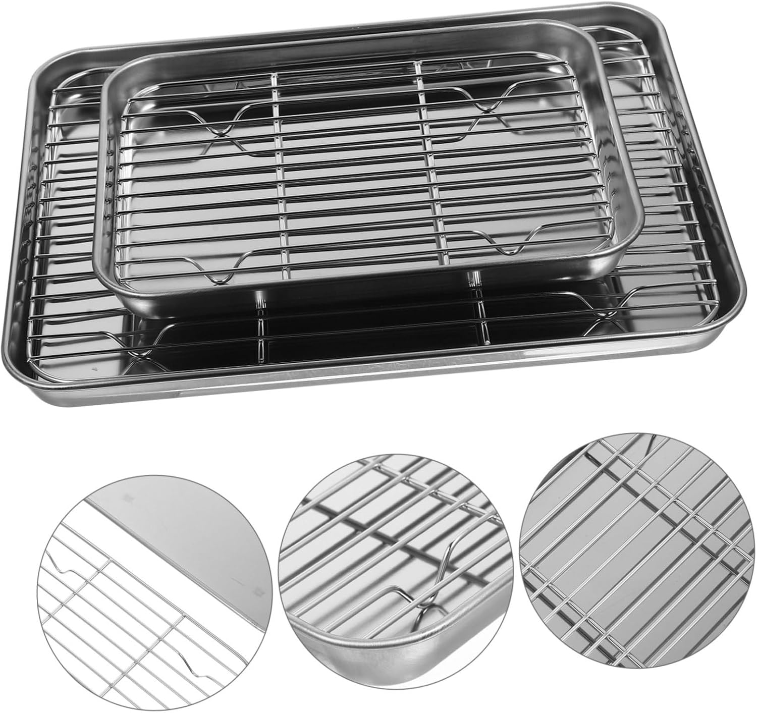 2pcs Stainless Steel Baking Wire Racks Drain Dishes Vegetable Pan Storage Pans Easy Clean