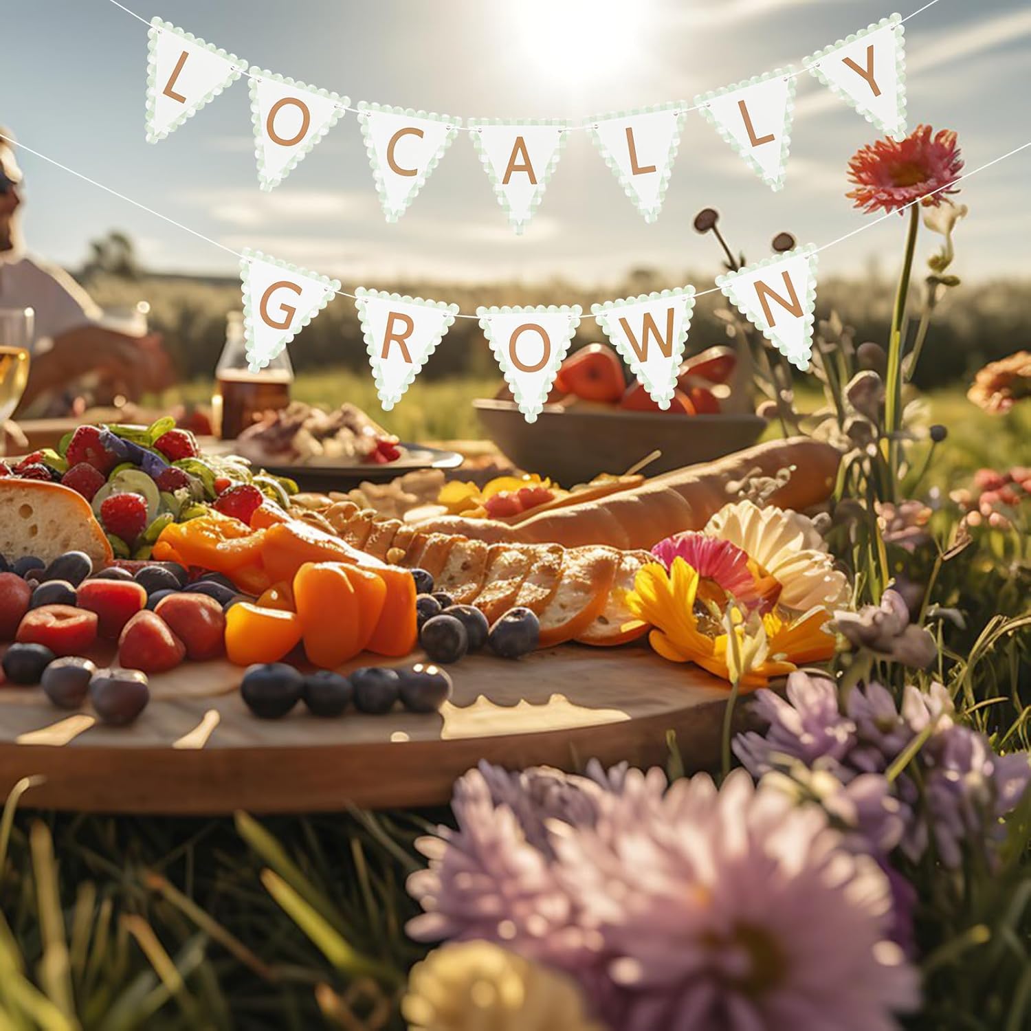 Farmers Market Banner - Locally Grown Themed Decor for Baby Showers, Birthdays & Weddings | Rustic Farm Party Backdrop, Gardener Theme Bunting Garland, Boys Girls Gender Neutral Photo Booth