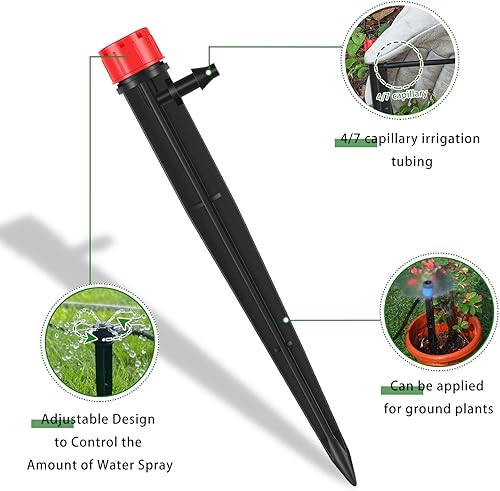 Miniatura 2 de Mudder 100 emisores de goteo de 5.2 pulgadas, 360 ajustables, estilo mixto, plástico, kit de riego por goteo