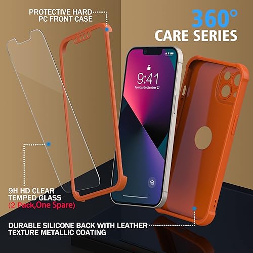 Miniatura 5 de ORETECH Funda para iPhone 13, con 2 protectores de pantalla de vidrio protección de cámara grado militar certificado 360 a prueba de golpes, funda