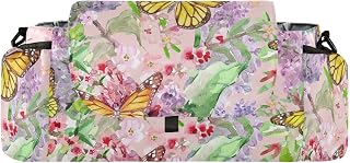 CUPADA Watercolor Butterfly Universal Stroller Organizer with Cup Holders, Pink Romantic Flower Stroller Organizer Bag and Removable Shoulder Strap Fits Most Baby and Pet Strollers