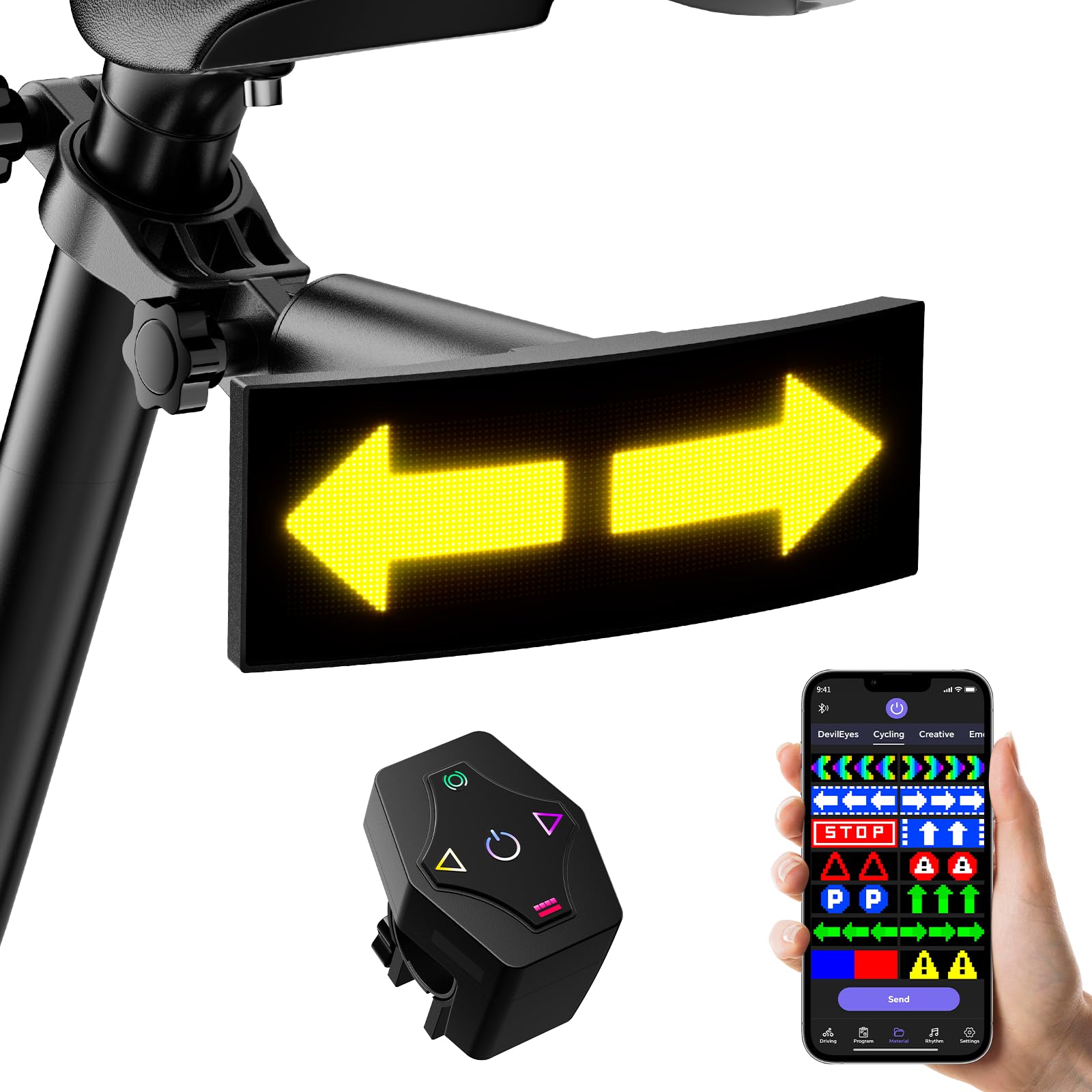 Programmable LED Bike Tail Light, Rear Bike Light,with Speedometer and APP Custom Text, Patterns, Animations Display