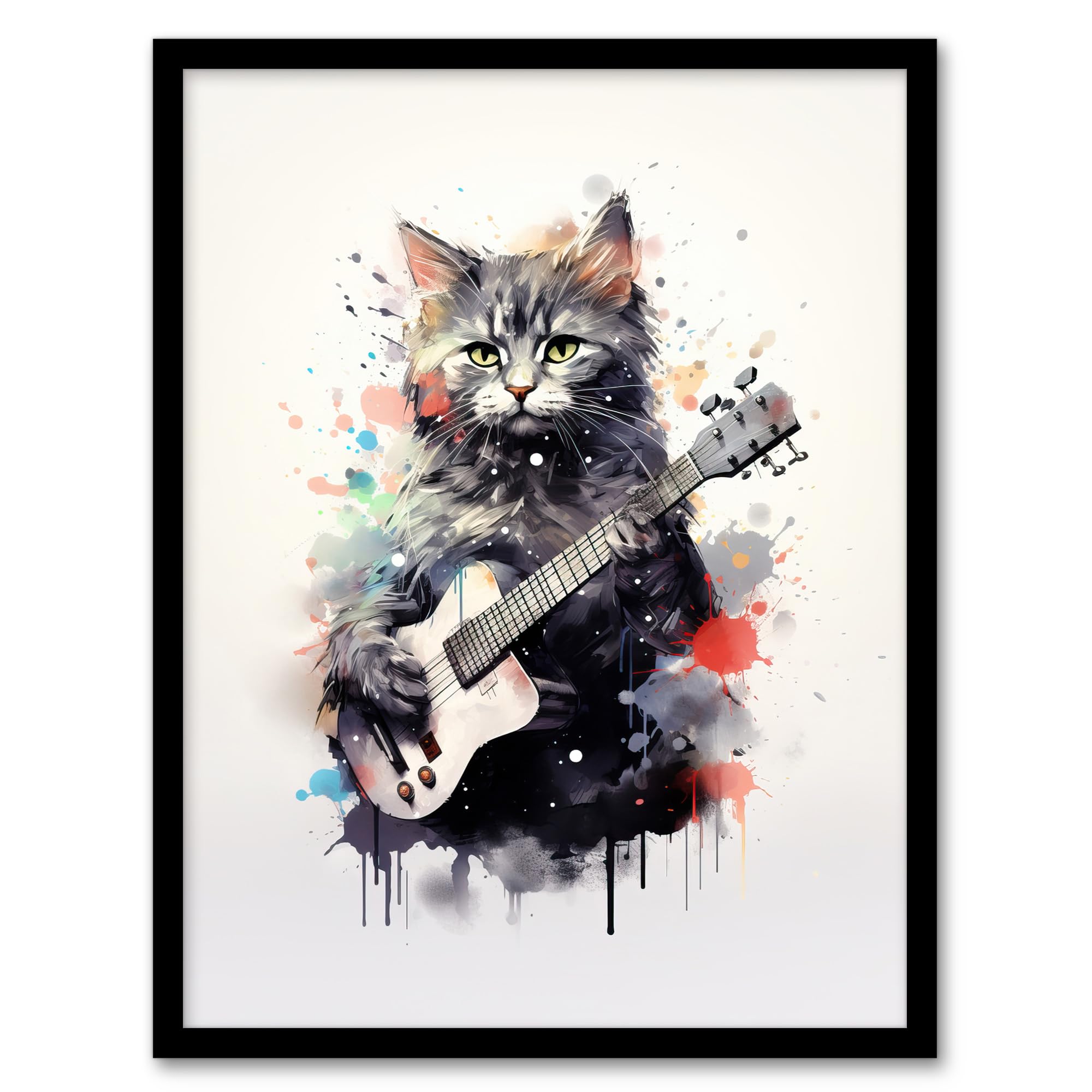 Artery8 Smelly Cat Lovers Gift Watercolour Pet Portrait Painting Artwork Artwork Framed Wall Art Print A4