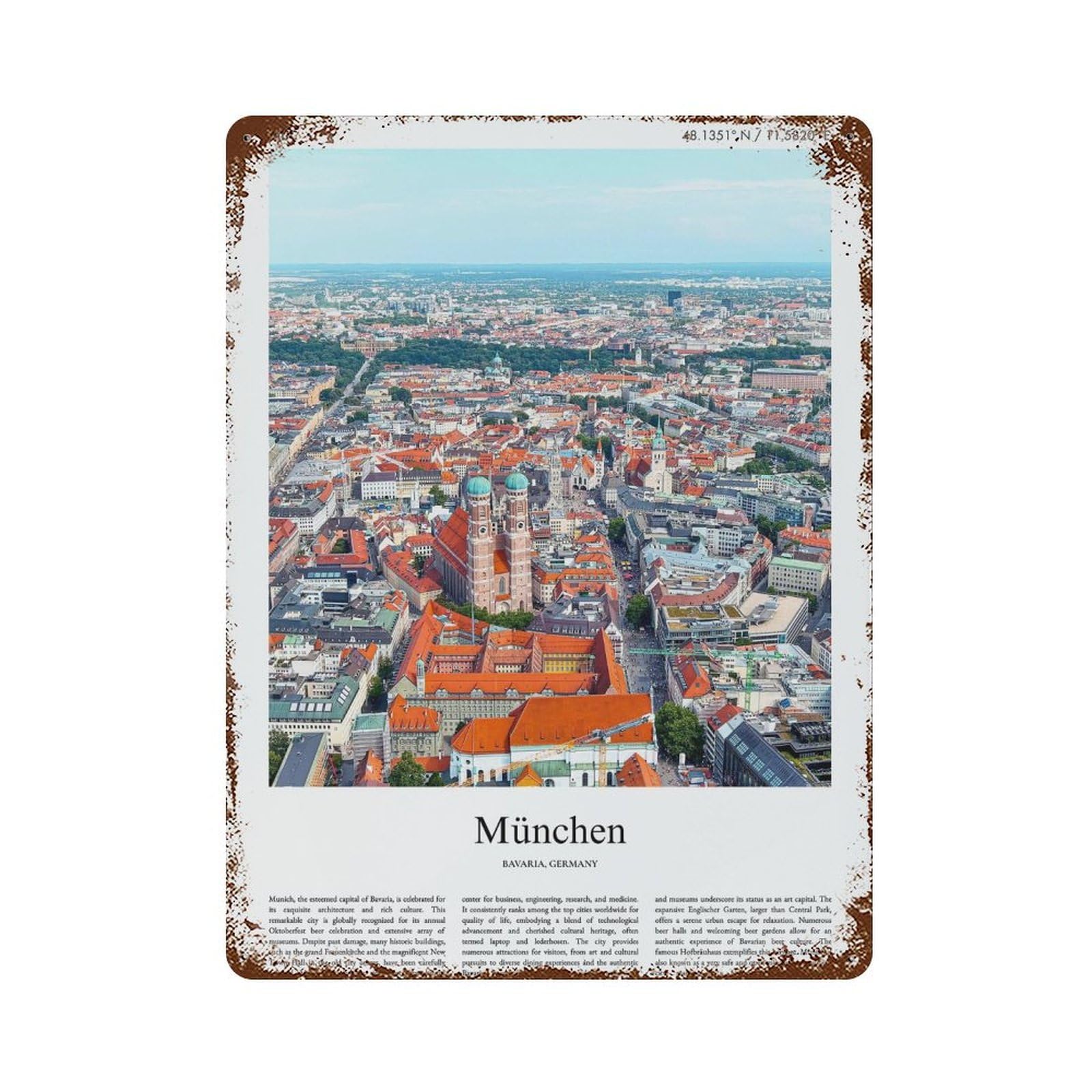 xiaoxiaoshen München Bavaria, Germany City Scenery Wall Decor Art Metal Tin Poster Modern Home Decor Art Home Bar Shop Decorations Vintage Sign 40x30cm
