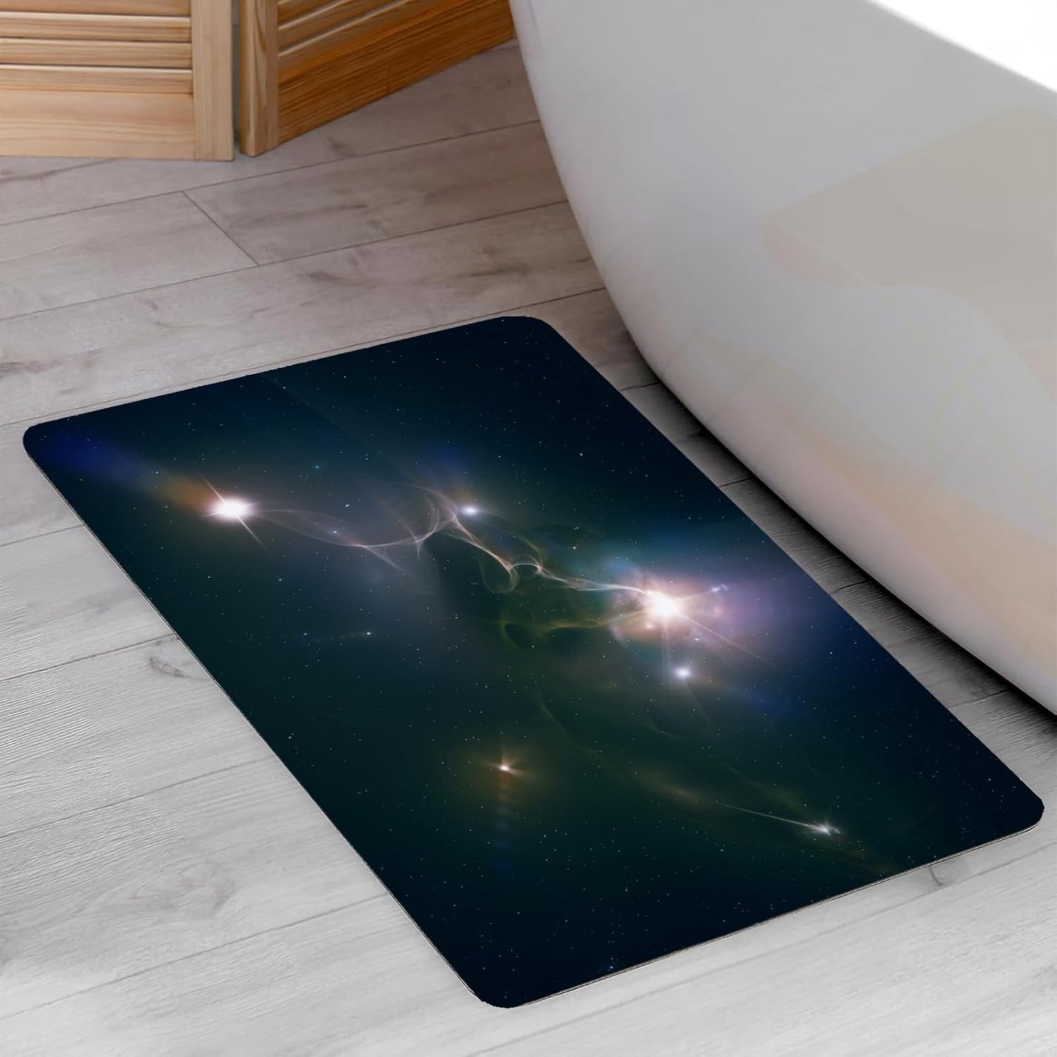 NEVKA Diatomaceous Bath Rug 1.7x2.6ft, Thin Soft Absorbent Mat, Rubber Backing Quick Dry Mats, Washable Rugs for Shower Floor, Bathroom Runner Bathmat Home Decor, Multi/Olive/Black