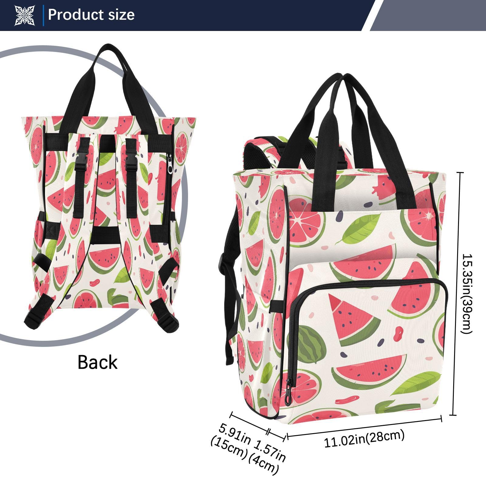 Fruta De Verano Roja SandíA Bolsa de Pañales Mochila de Viaje Gran Capacidad Bolsas para Mamá Papá Mujeres Niñas