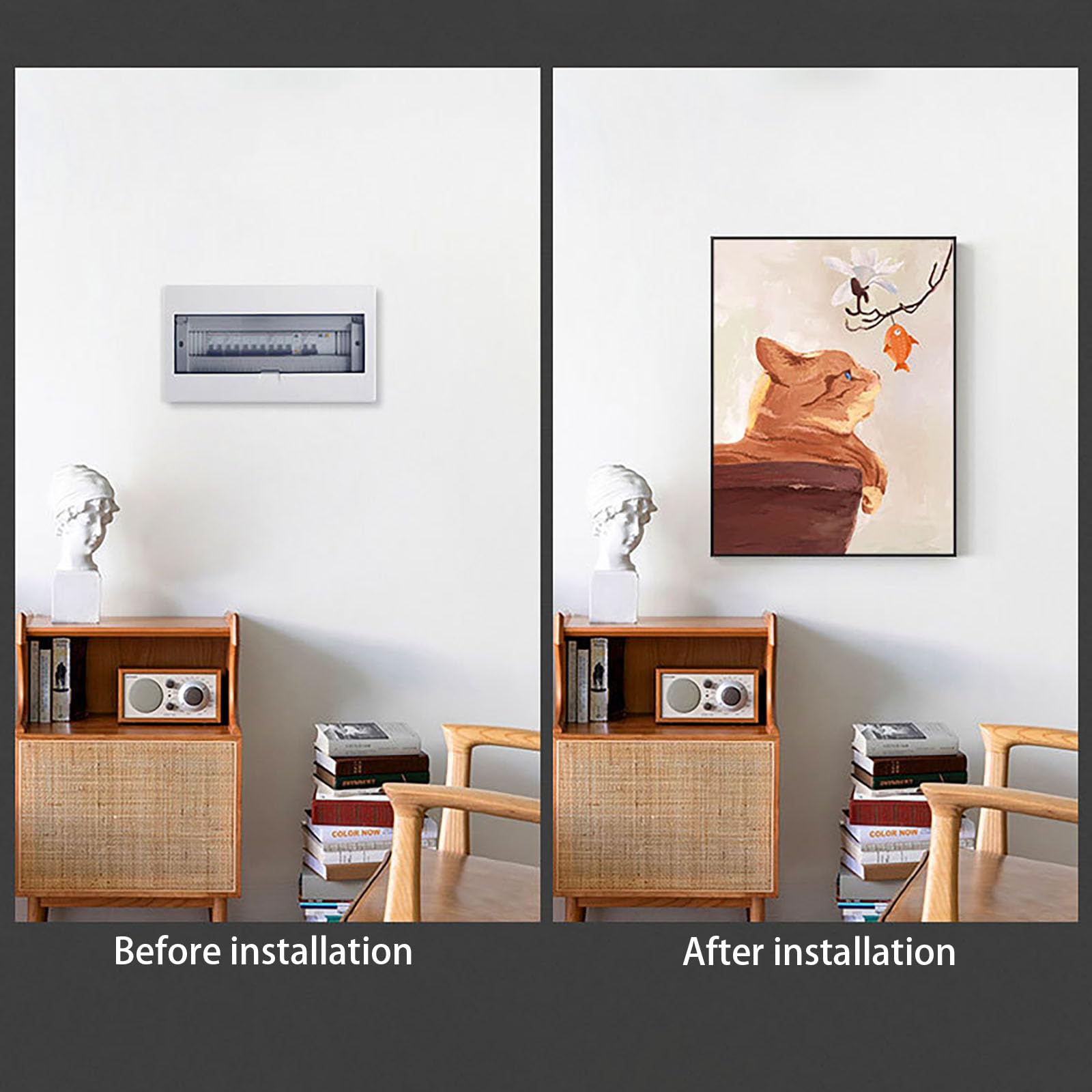 De Interior Cubierta de Caja Eléctrica Caja Medidor Desmontable Creativa, Cubierta Simple Contadores Decoración, con Soportes Hidráulicos, Tapa Decorativa,M,40 * 60cm