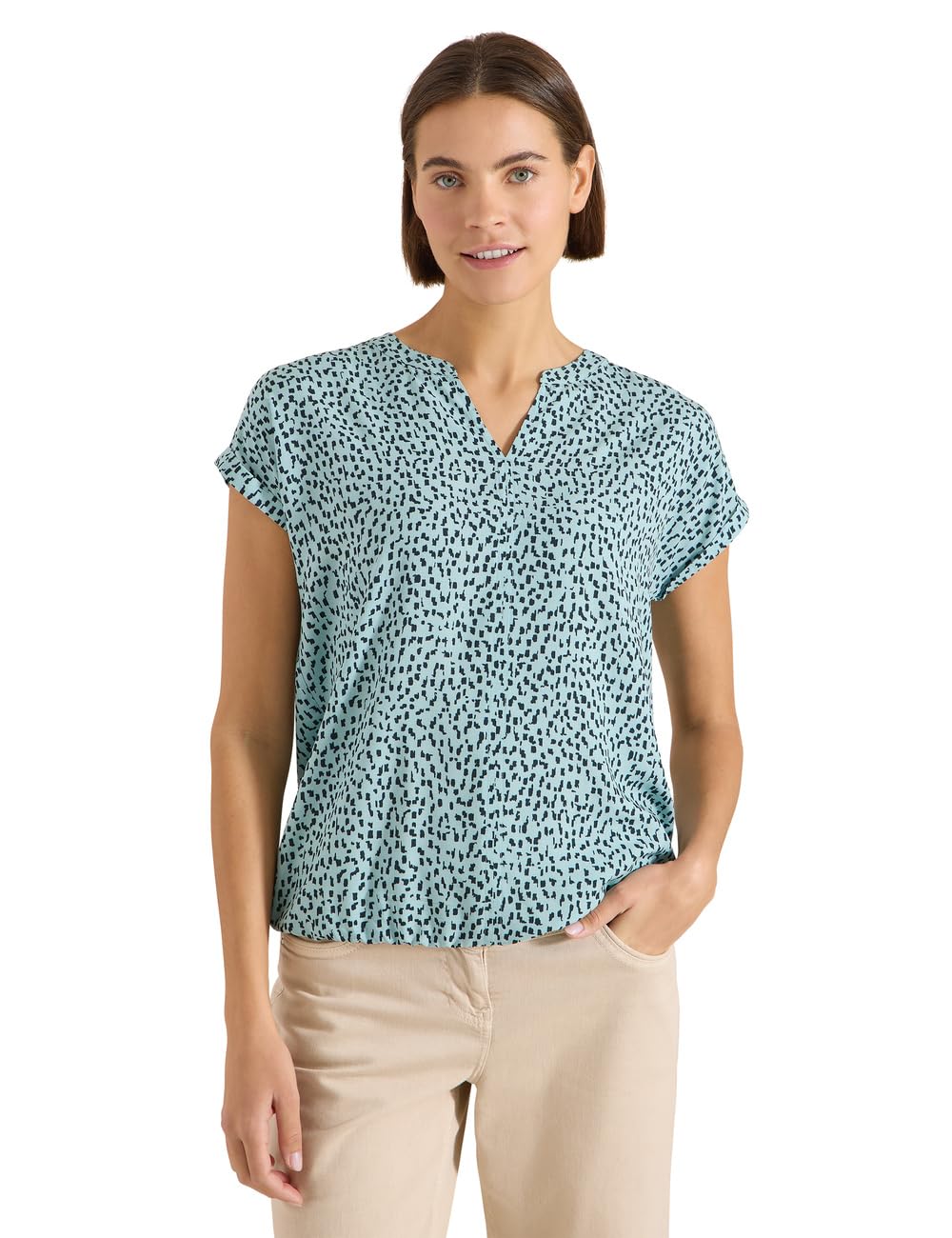 Cecil Women's Dropped Shoulder Blouse with Print Dropped Shoulder Blouse with Print (Pack of 1), Crystal Mint, XXL