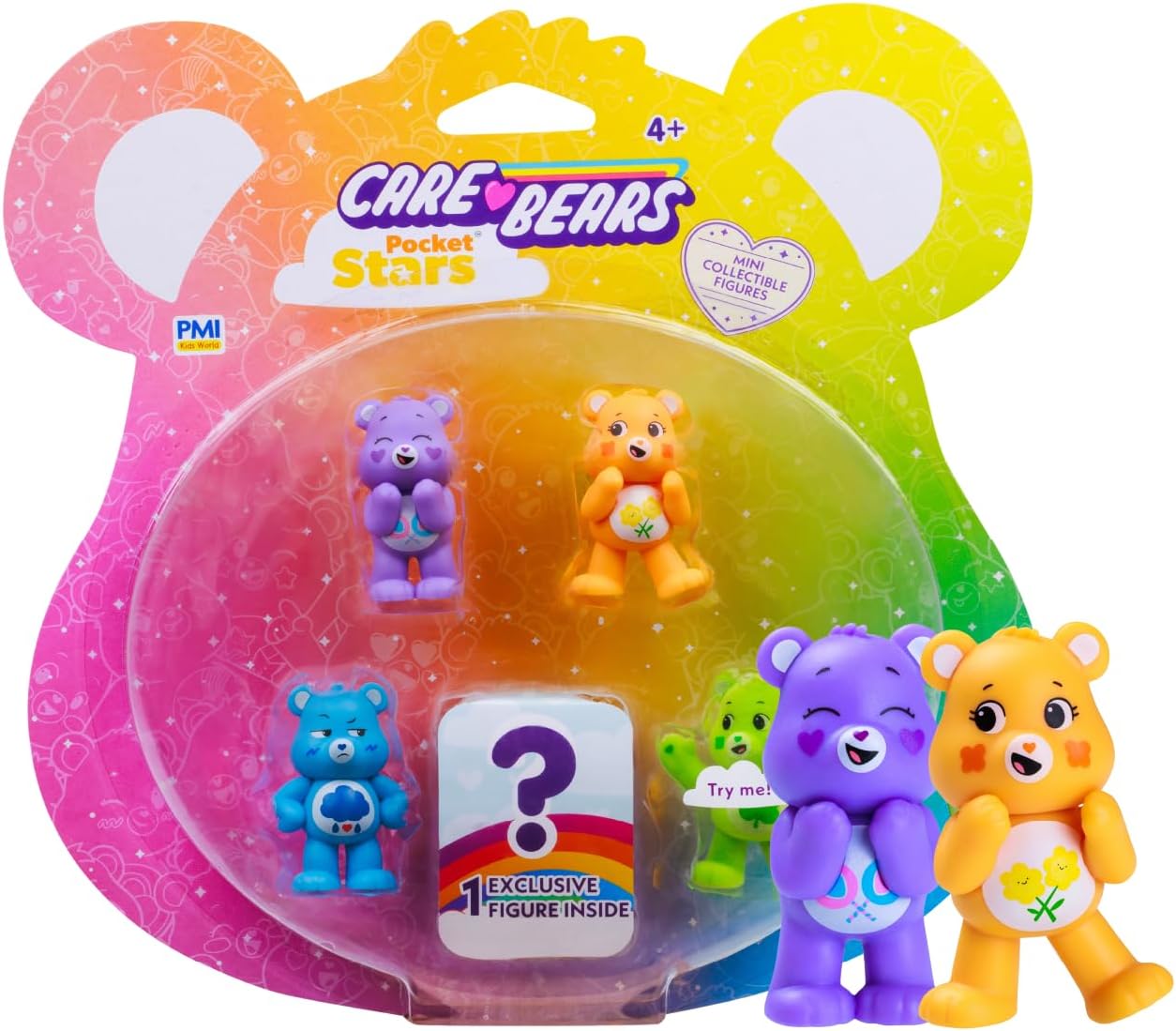 Care Bears Collectible Mini Collectible Figures | 5 Pack Blister Box | 5 Surprise Mini Collectible Figures with 1 Rare Hidden | Official Collectibles by PMI Kids World | Assortment A to E