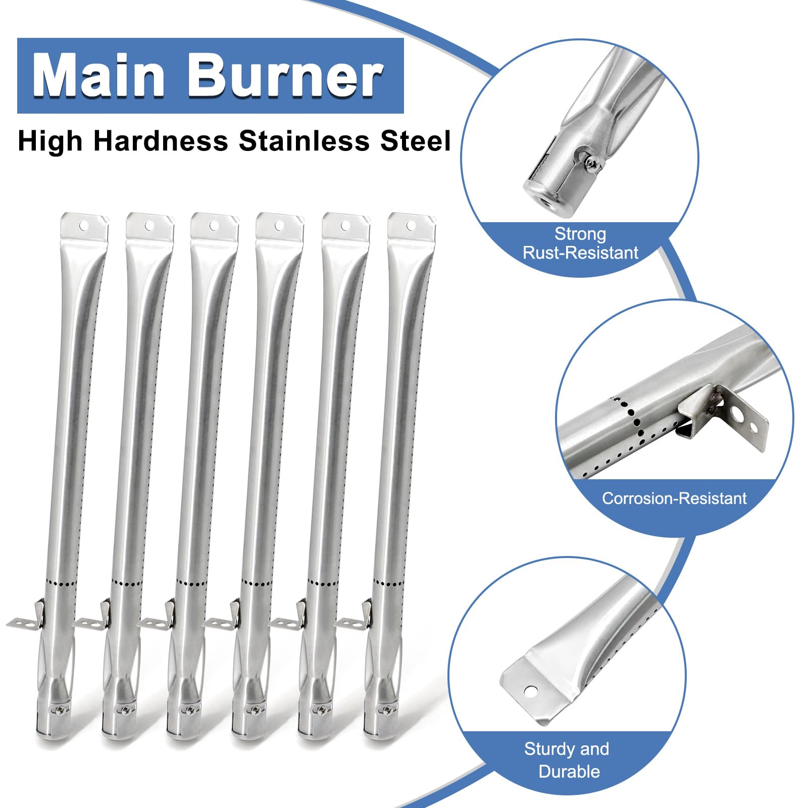 Replacement Heat Plates & Burner Tubes For Outdoor Gourmet 6-Burner Grills - Stainless Steel