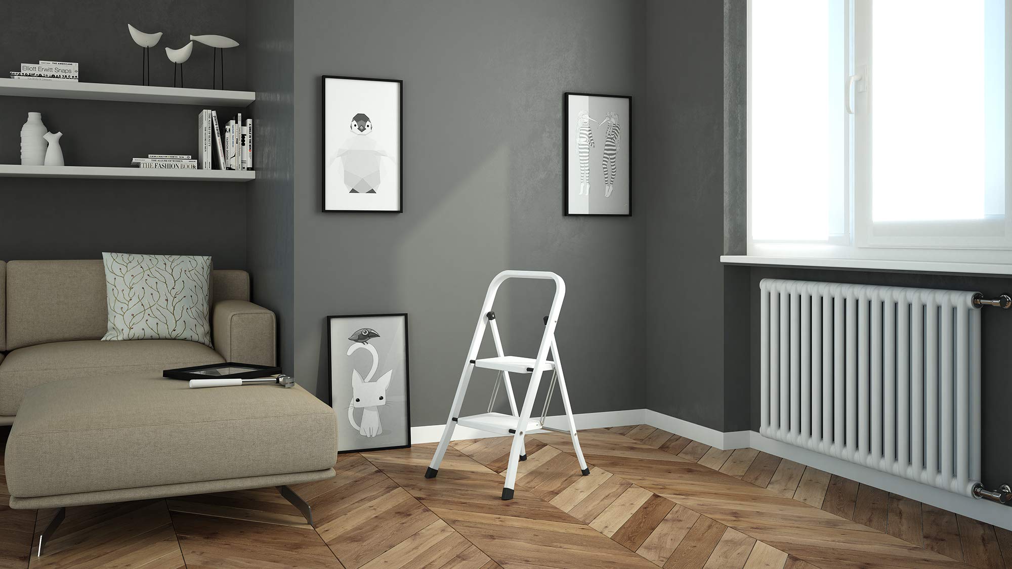 Sgabello A 2 Gradini FACTOTUM In Acciaio - Antiscivolo, Portata 150kg - Foto 2