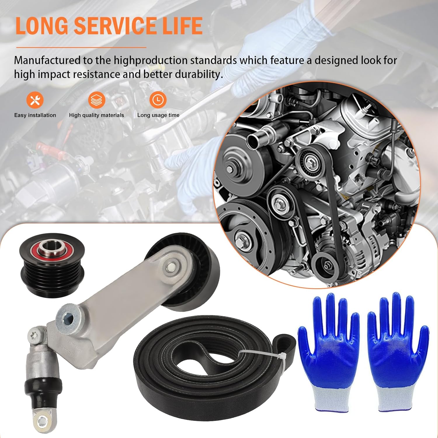 38286 FanPaYY Engine Serpentine Belt Drive Kit Fit for 2005-2008 Corolla L4 1.8L with Tensioner & Idler for 2005-2008 Matrix, 2005 Celica L4 1.8L 89356.