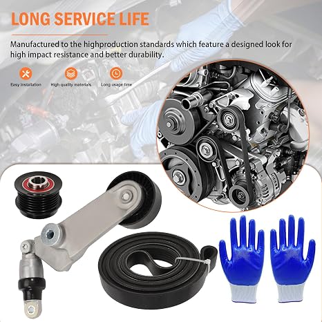38286 FanPaYY Engine Serpentine Belt Drive Kit Fit for 2005-2008 Corolla L4 1.8L with Tensioner & Idler for 2005-2008 Matrix, 2005 Celica L4 1.8L 89356.