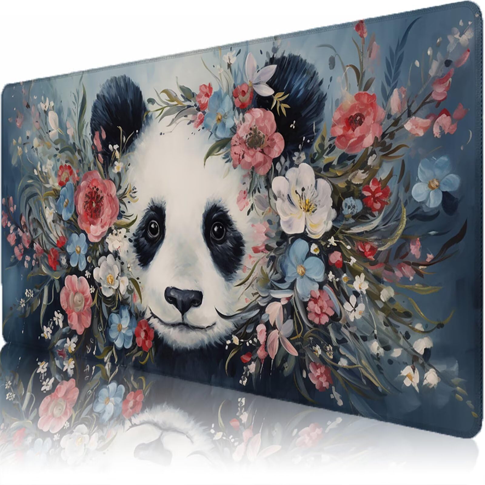 Sottomano Scrivania Grande 1200 x 600 x 3 mm Panda Gigante Tappetino Tastiera Computer con Base Antiscivolo e Bordi Cuciti, Protezione Impermeabile, per Lavoro, Casa e PC Gamer, Regali (Fiore) L-x1539