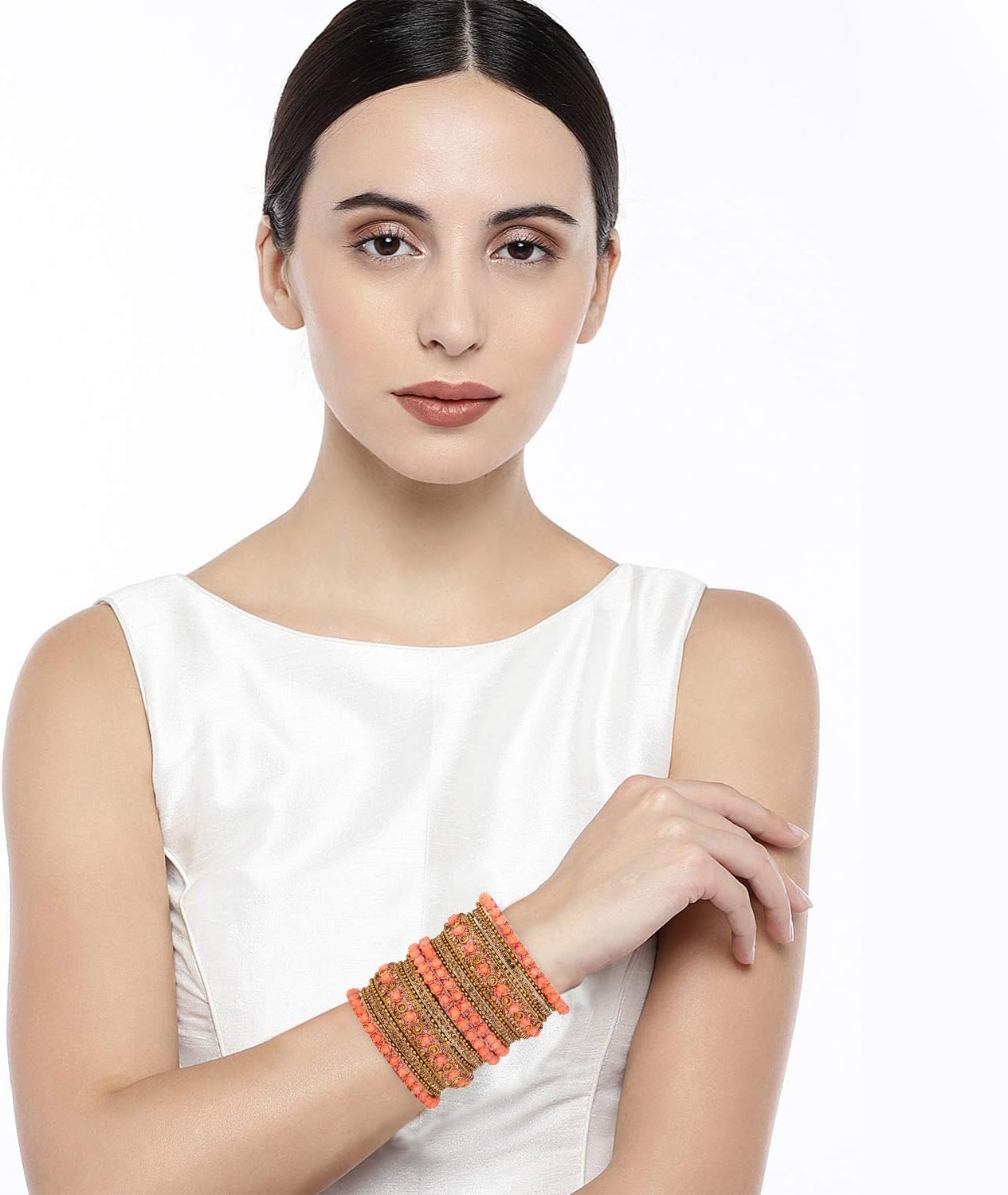 Aheli Ethnic Metal Bangles Chudha Set Stone Studded Bangle Set Indian Wedding Wear Fashion Jewelry Gift for Women Blue - Image 6