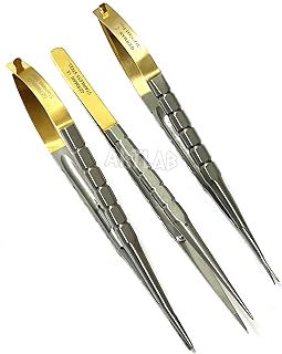 Professional German | Castroviejo Needle Holder Scissors Tying Forcep| Castroviejo Micro Scissors Needle Holder Straight Curved TC 6"| Dental Eye Instruments CE (Set of 3 STR SCISS+N/H+FORCEP,)